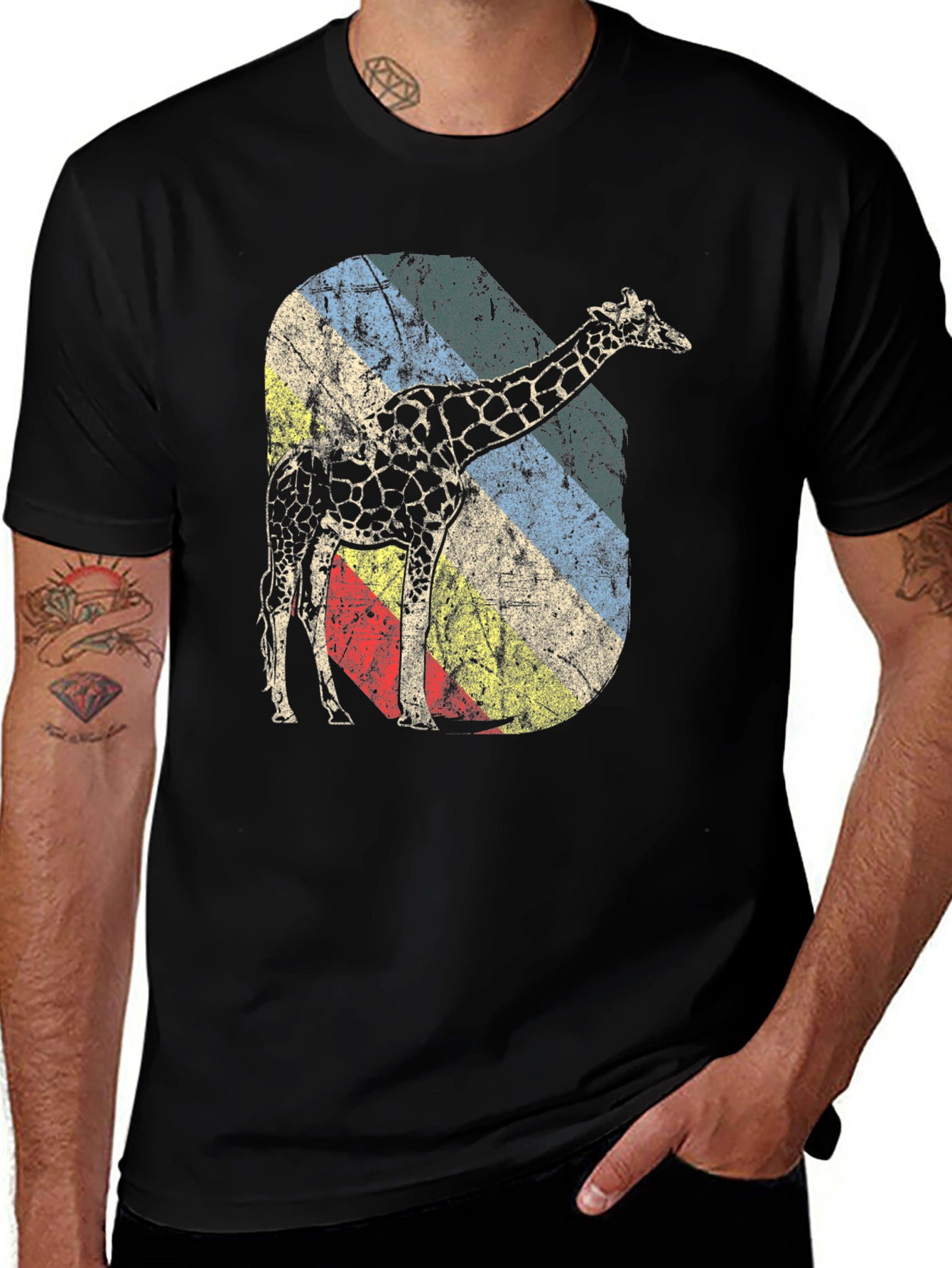 Retro Giraffe Graphic Tee - Unique Design