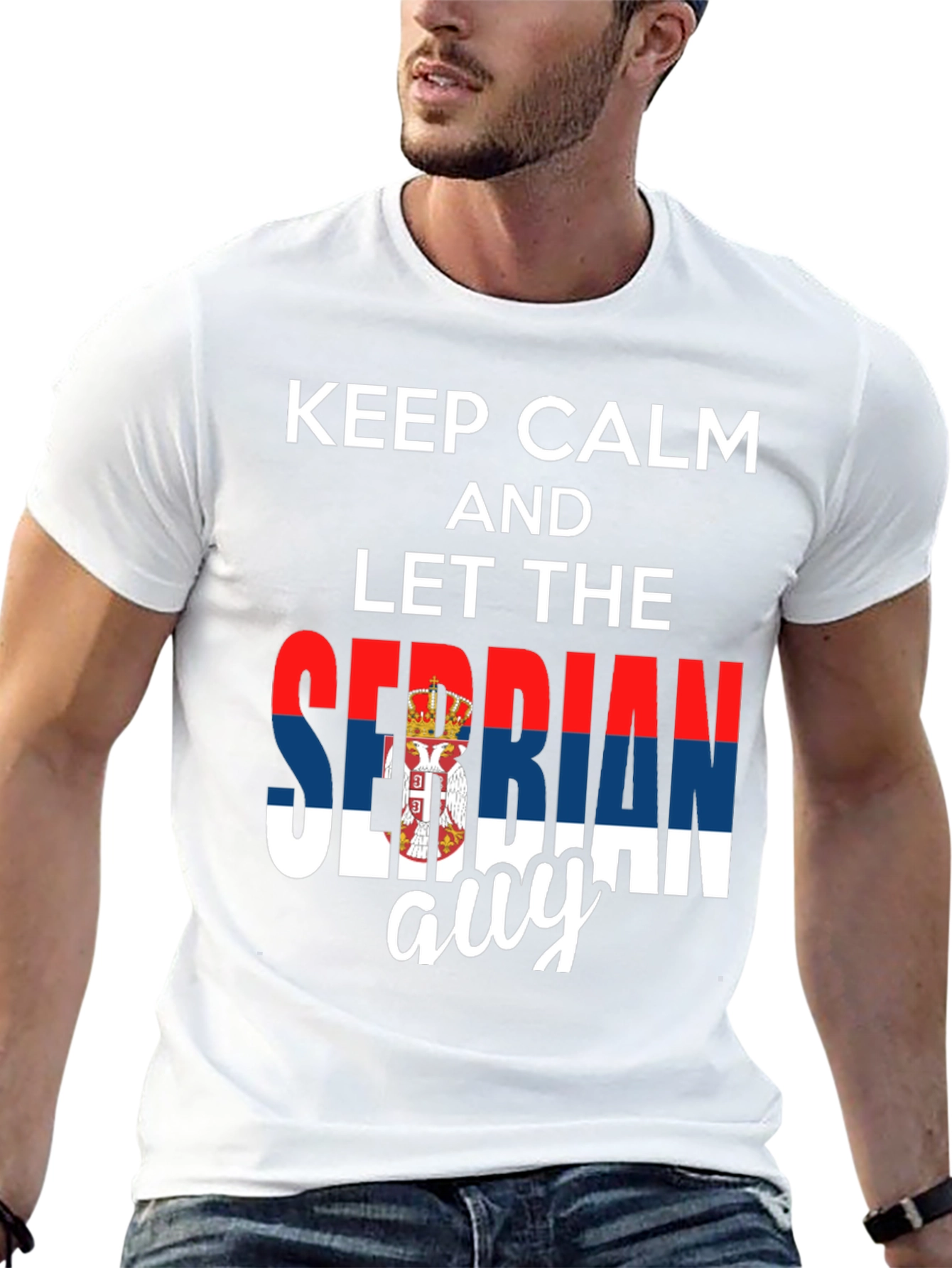 Keep Calm Serbian Guy Black T-Shirt