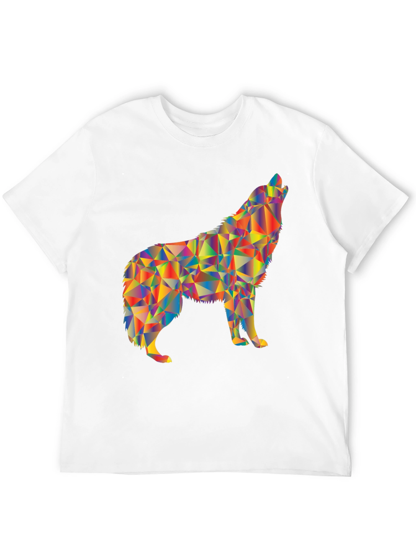 Geometric Wolf Graphic Tee - Artistic Mens T-Shirt