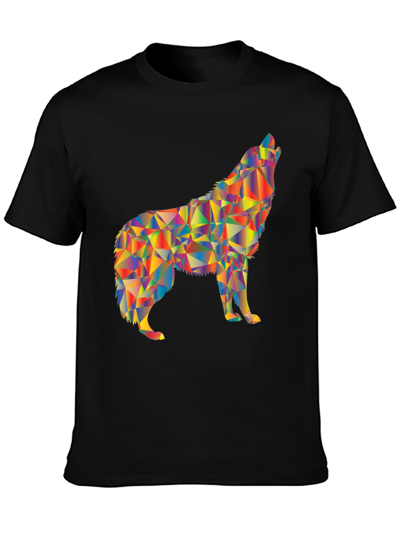 Geometric Wolf Graphic Tee - Artistic Mens T-Shirt