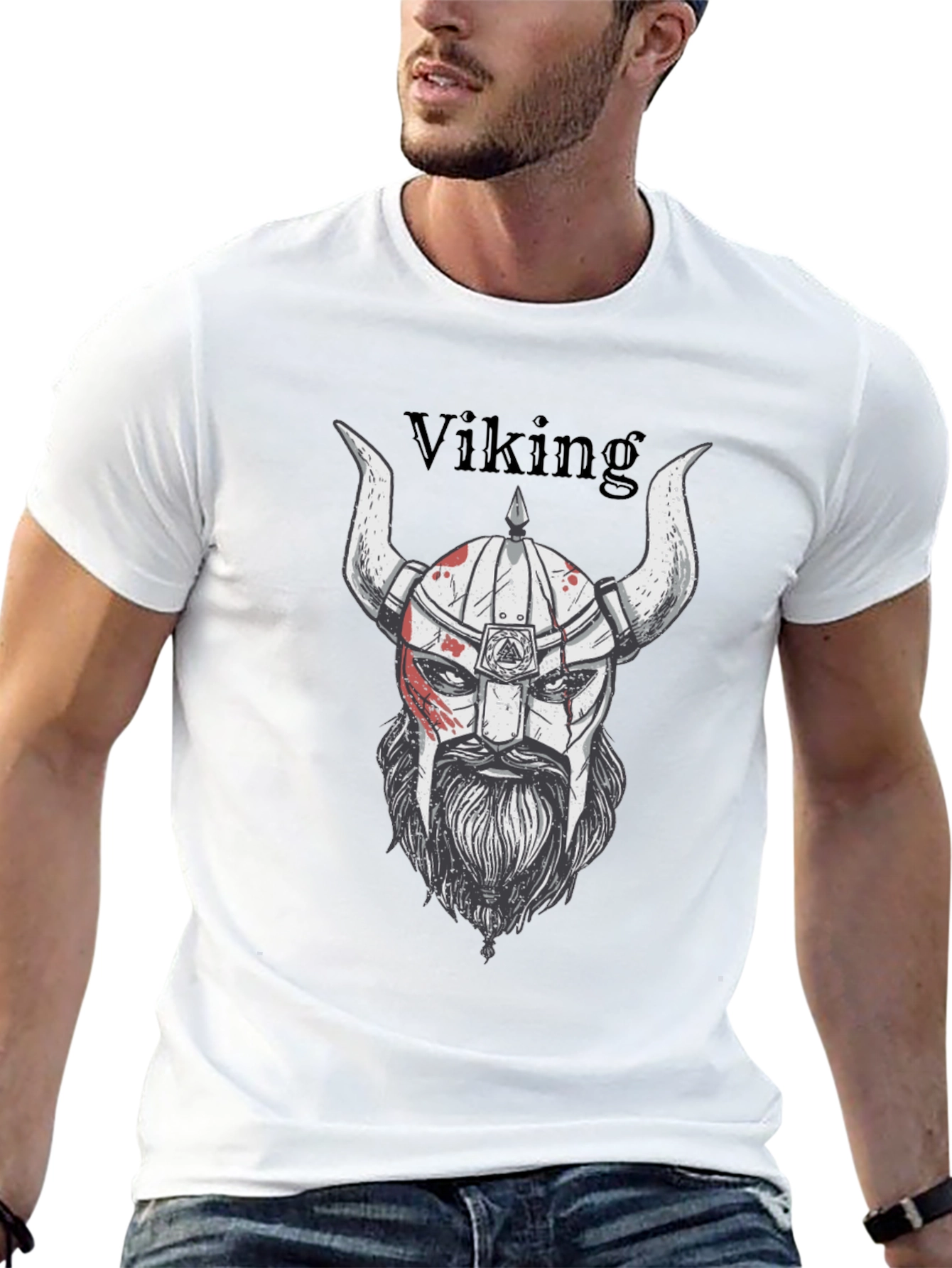 Viking Warrior Graphic T-Shirt - Black