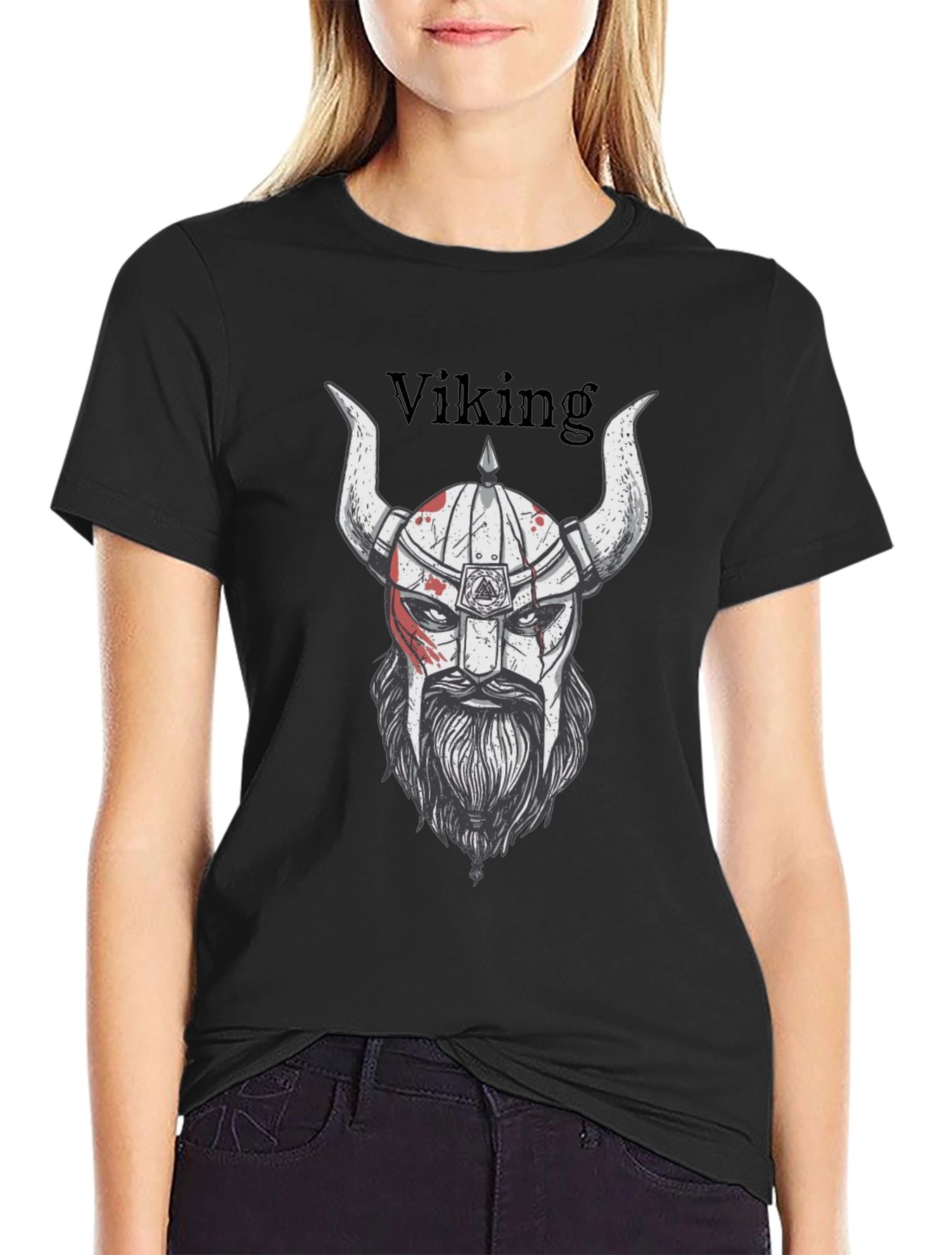 Viking Warrior Graphic T-Shirt - Black