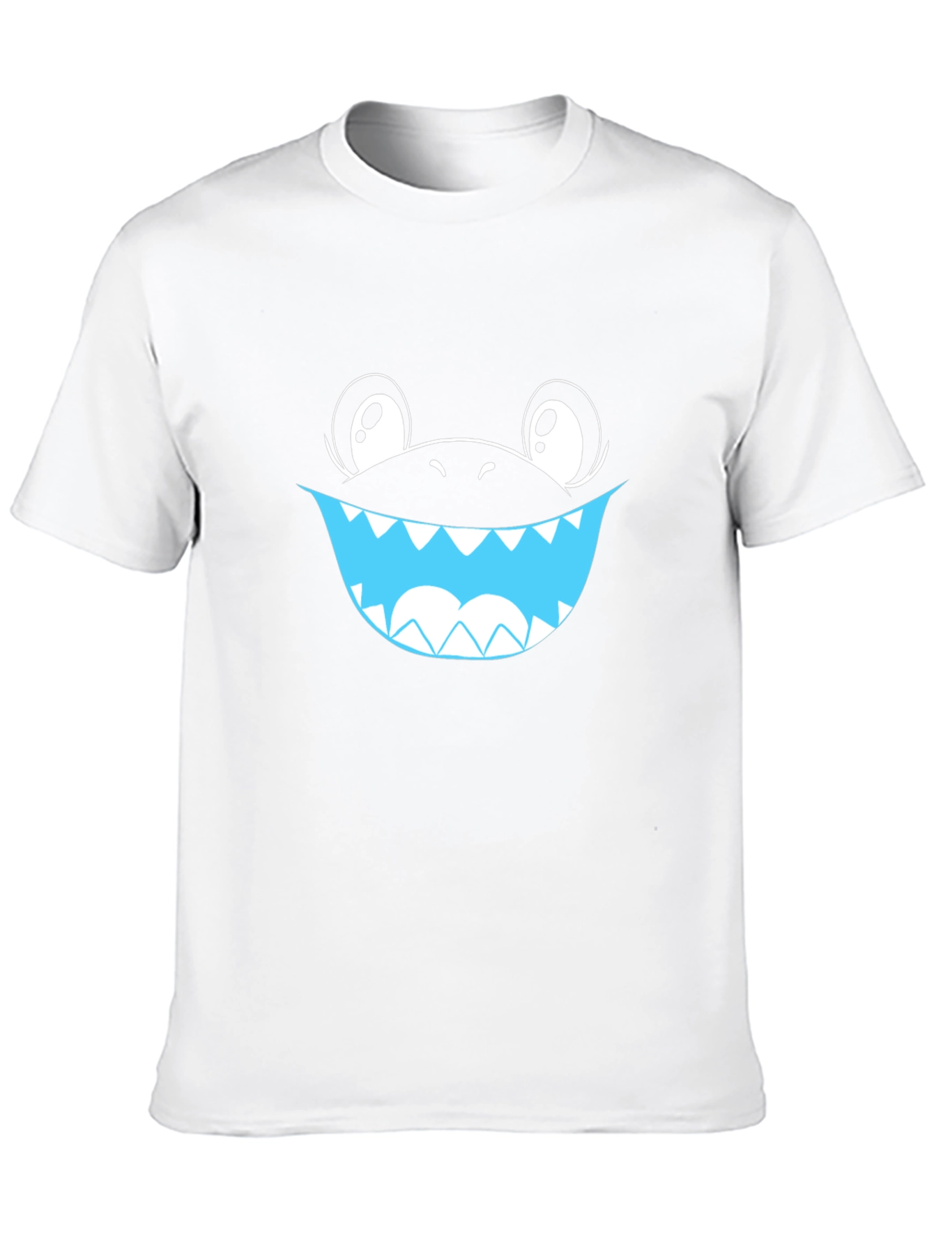 Cartoon Shark Smile Black T-Shirt