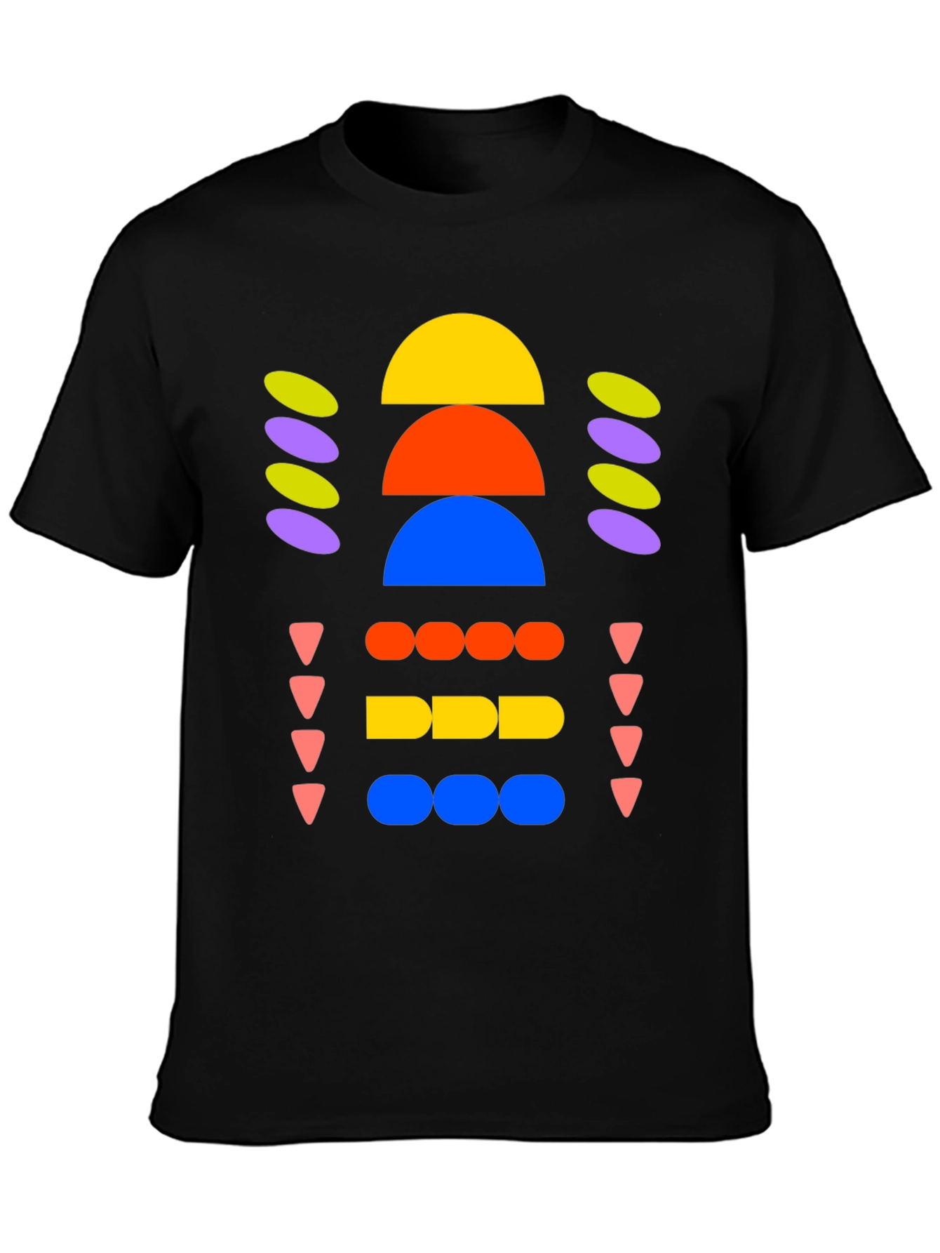Geometric Shapes Black T-Shirt