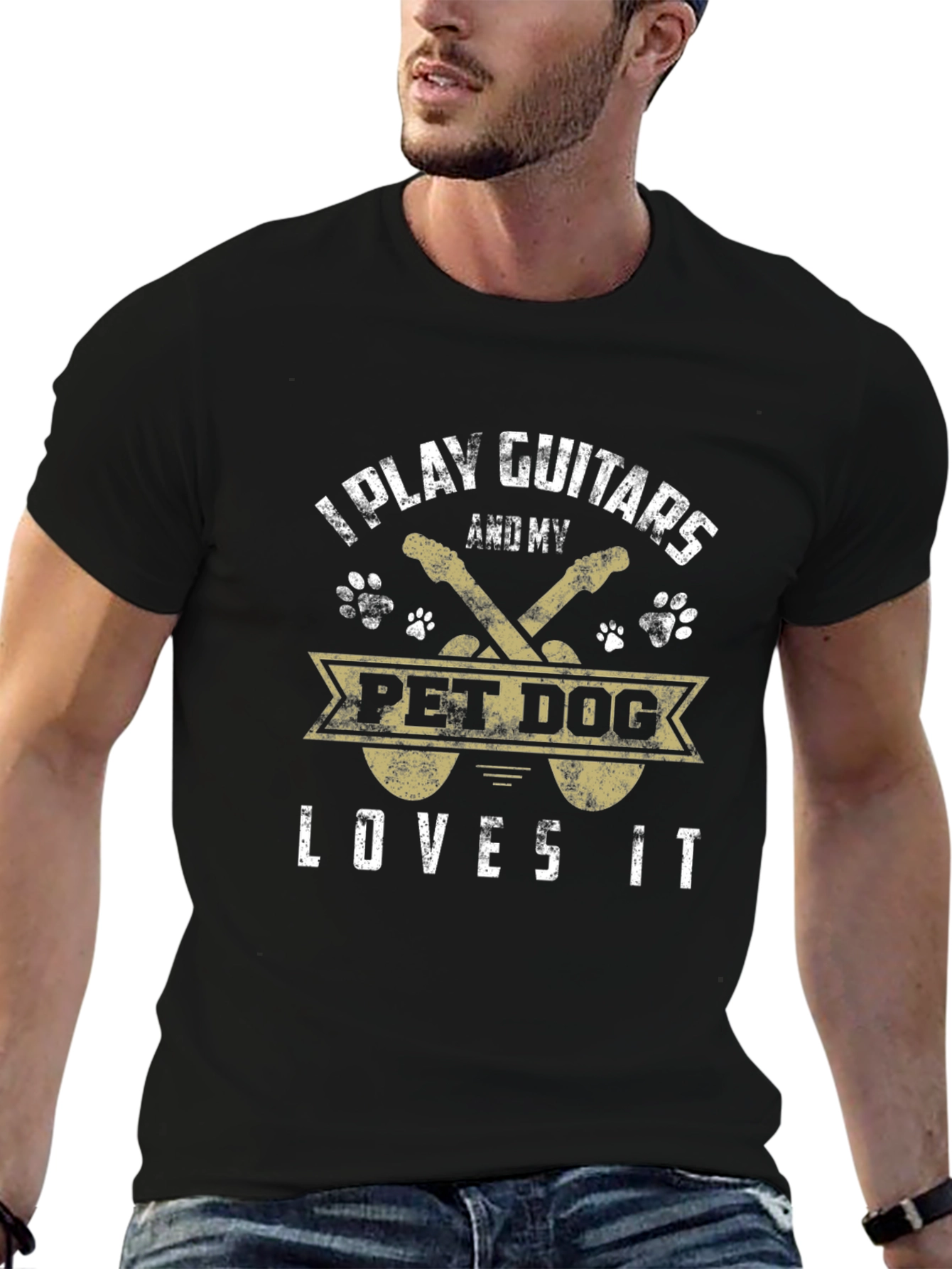 I Play Guitars Pet Dog Loves It Graphic T-Shirt