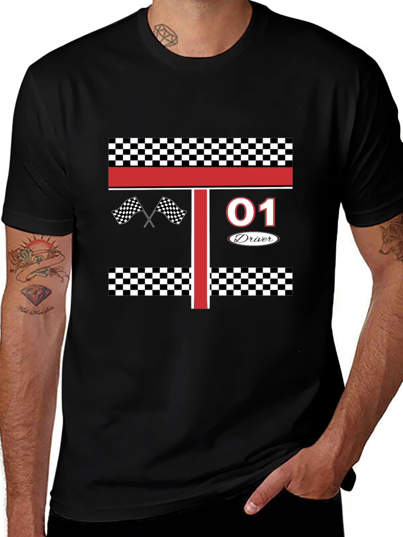 Racing Driver #01 T-Shirt: Black Racing Tee