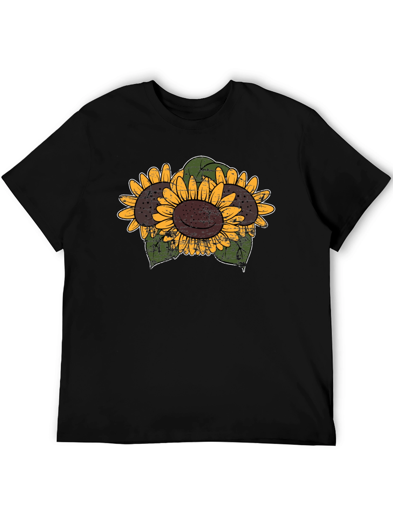 Sunflower Graphic Print Black Tee