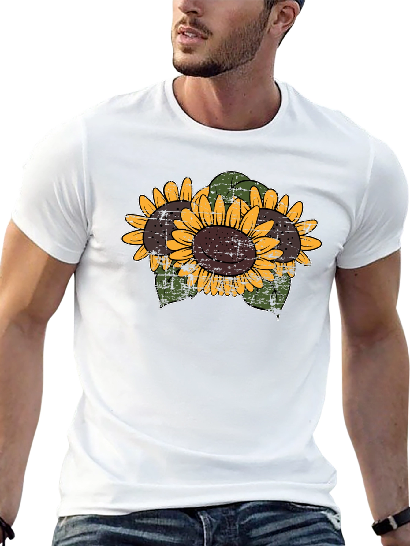 Sunflower Graphic Print Black Tee