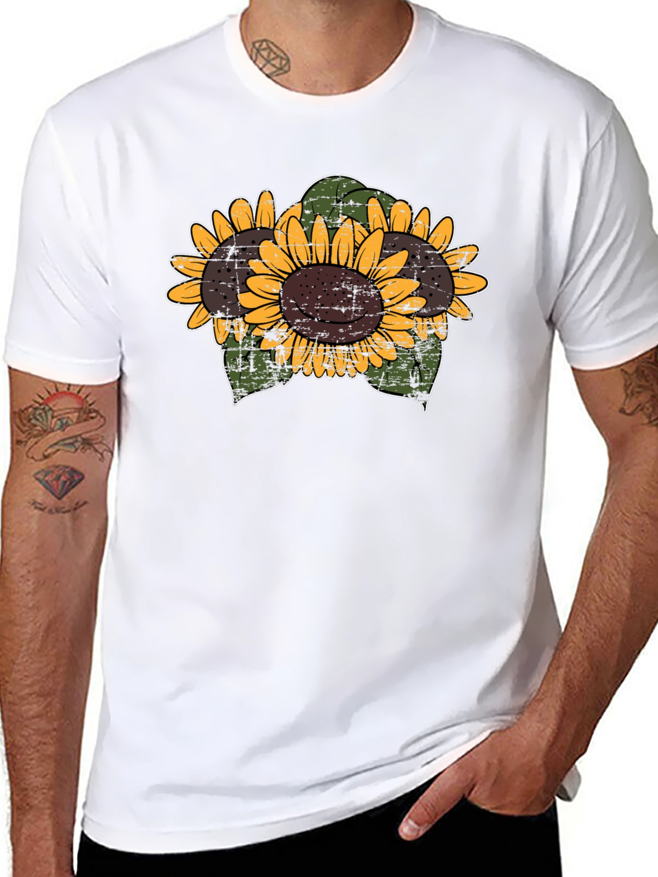 Sunflower Graphic Print Black Tee