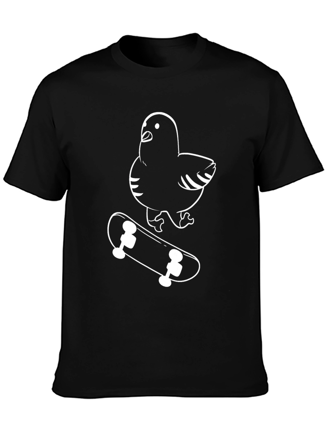 Pigeon Skateboarder Graphic T-Shirt - Black