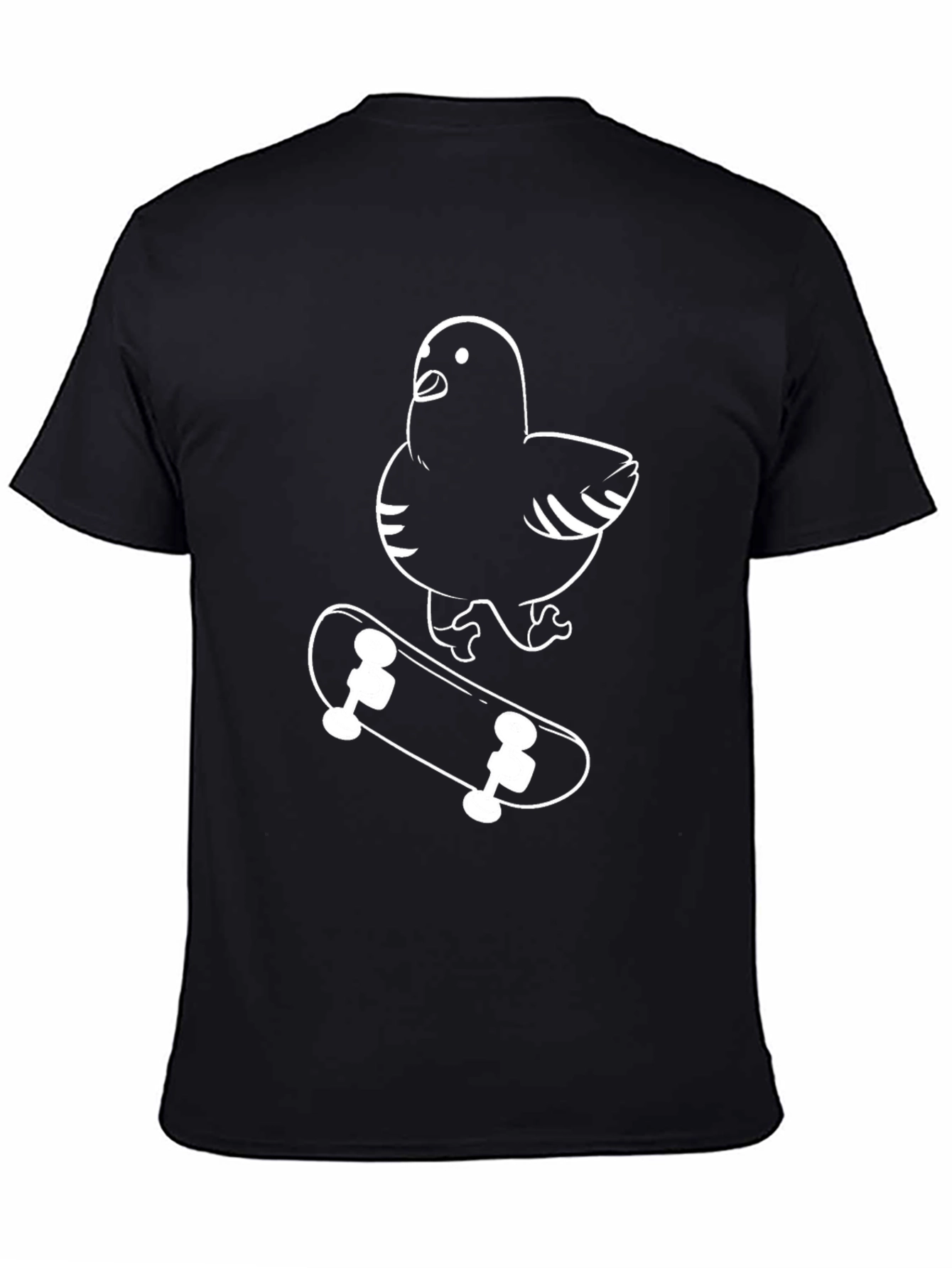 Pigeon Skateboarder Graphic T-Shirt - Black