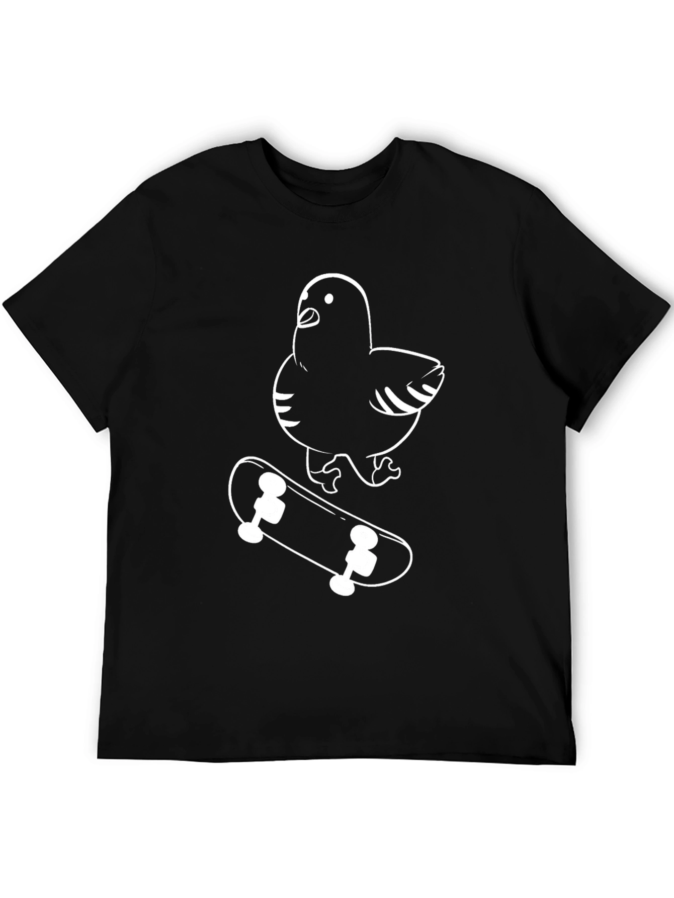 Pigeon Skateboarder Graphic T-Shirt - Black