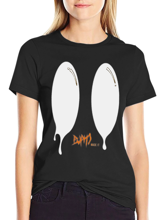 Ghostly Drip Graphic Tee - Soft Black Cotton