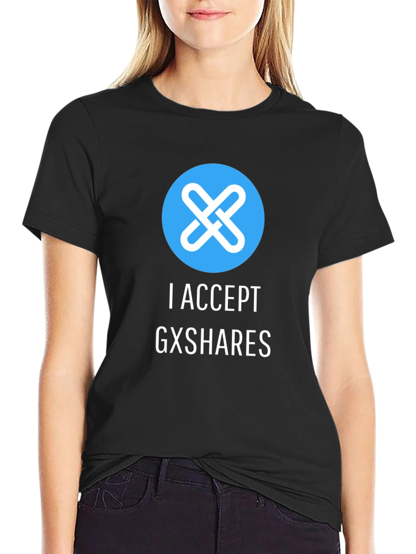 I Accept GXSHARES Graphic Tee - Black Cotton Blend