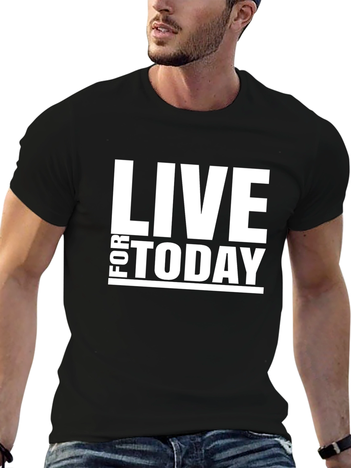 Live For Today Black Graphic T-Shirt