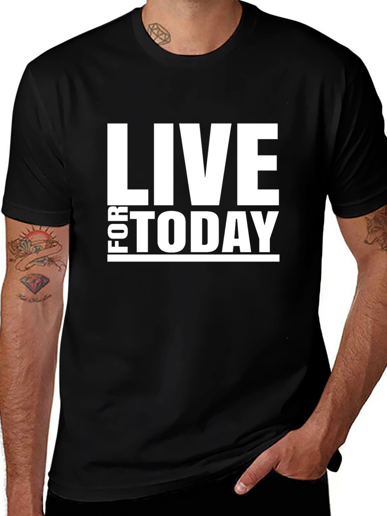 Live For Today Black Graphic T-Shirt