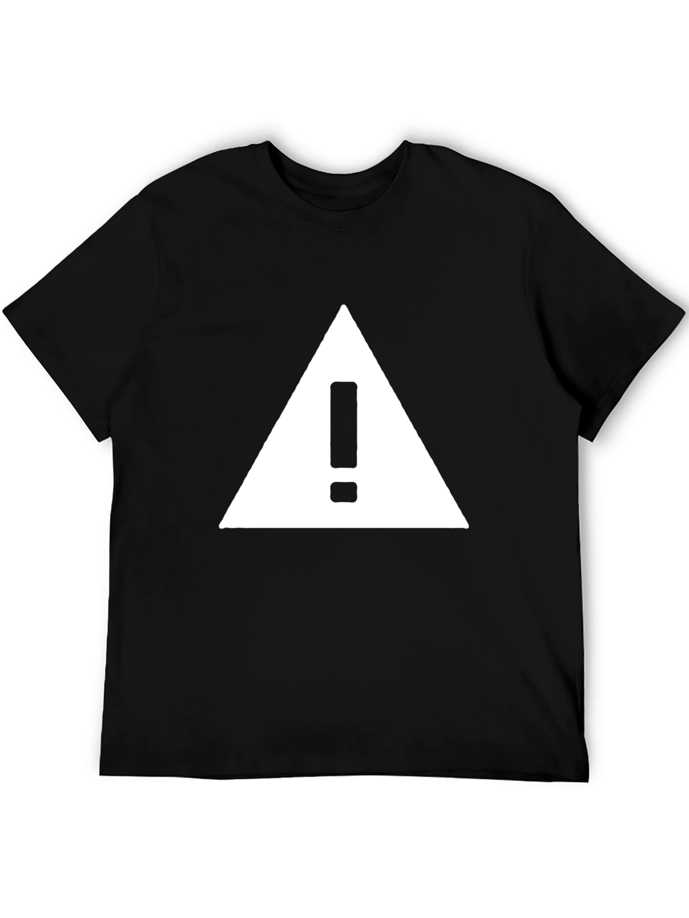 Warning Sign Graphic Tee - Black Cotton T-Shirt