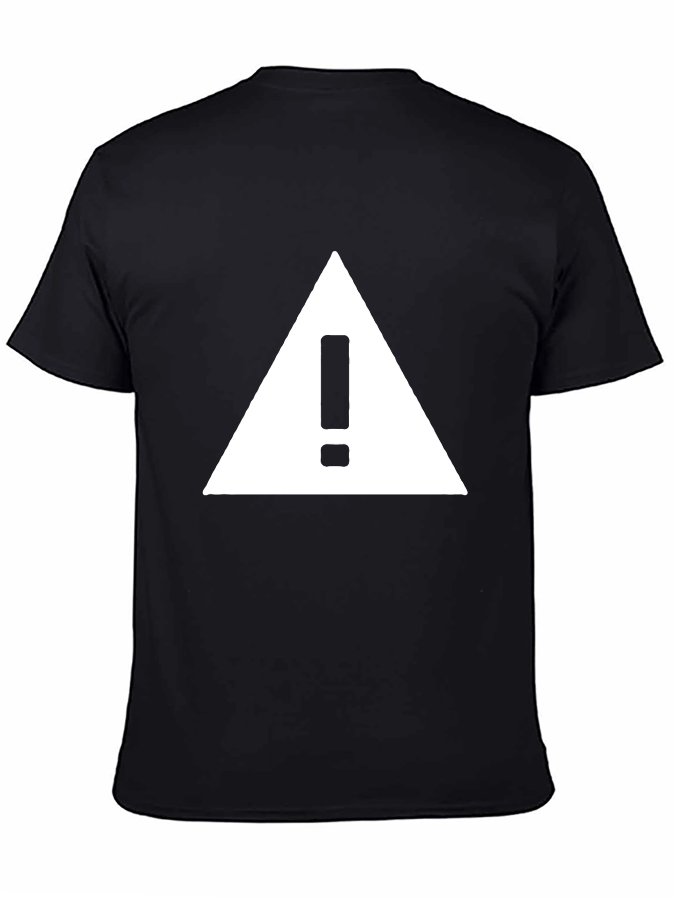 Warning Sign Graphic Tee - Black Cotton T-Shirt