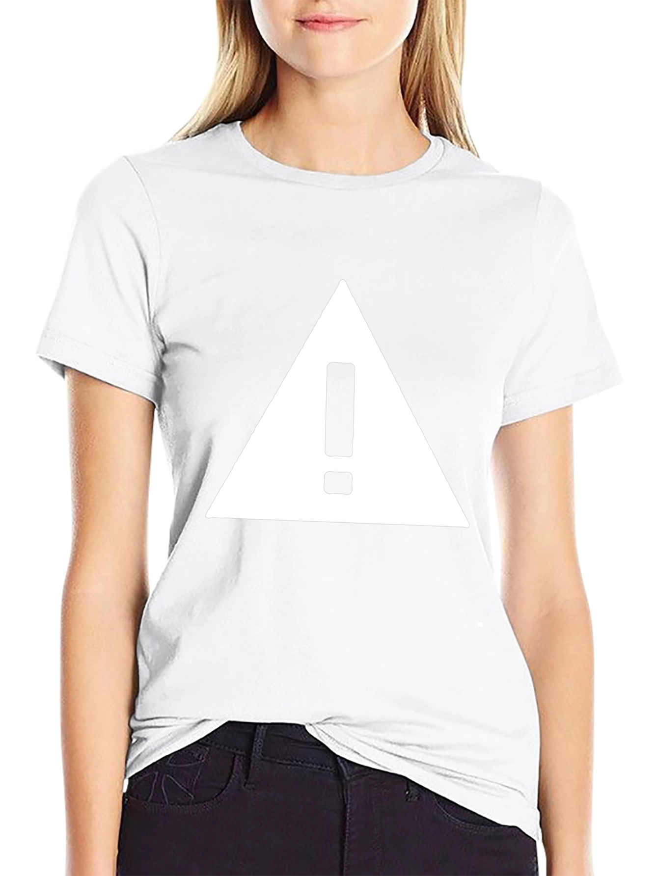 Warning Sign Graphic Tee - Black Cotton T-Shirt
