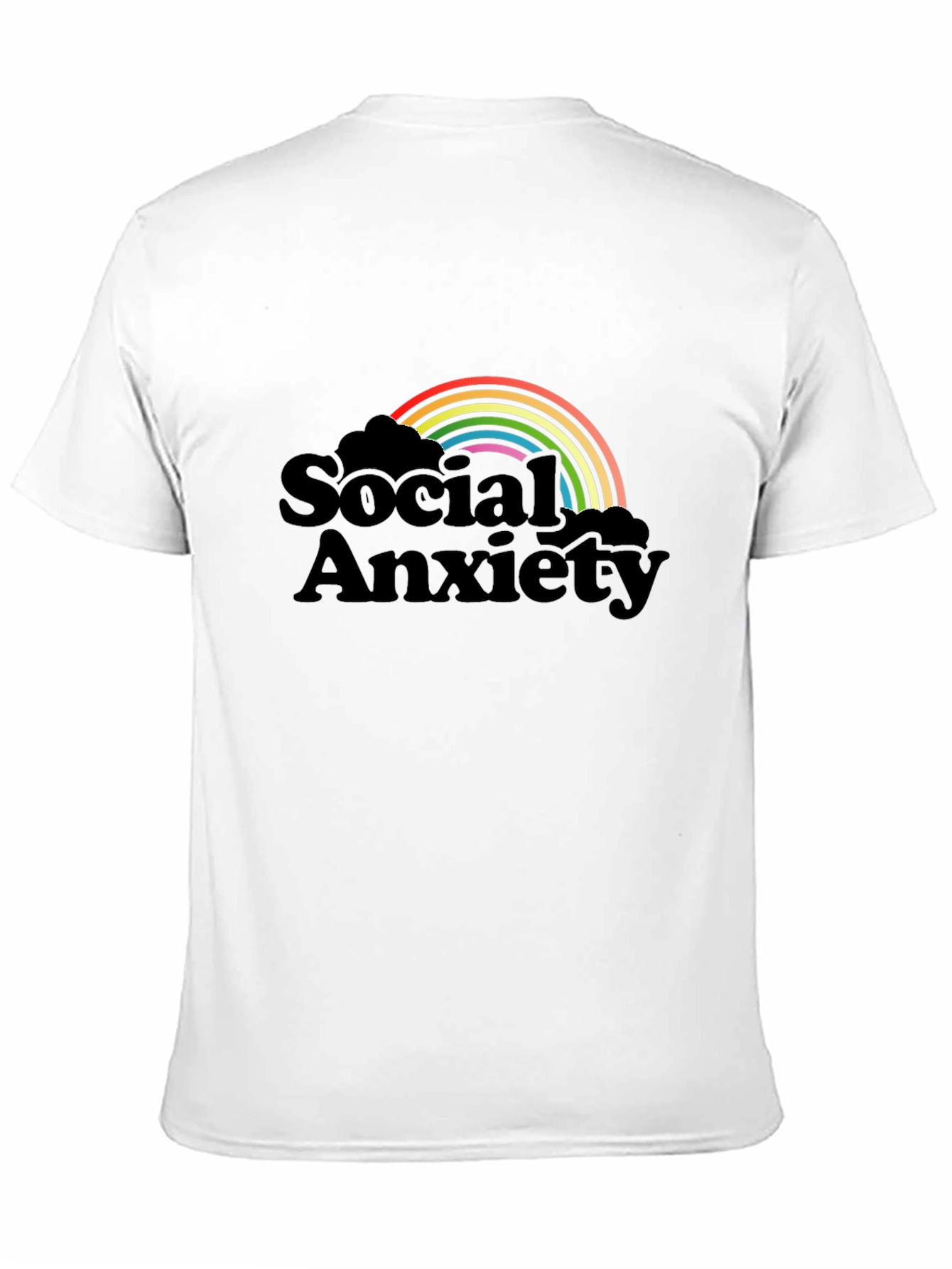 Social Anxiety Rainbow Graphic T-Shirt - Black