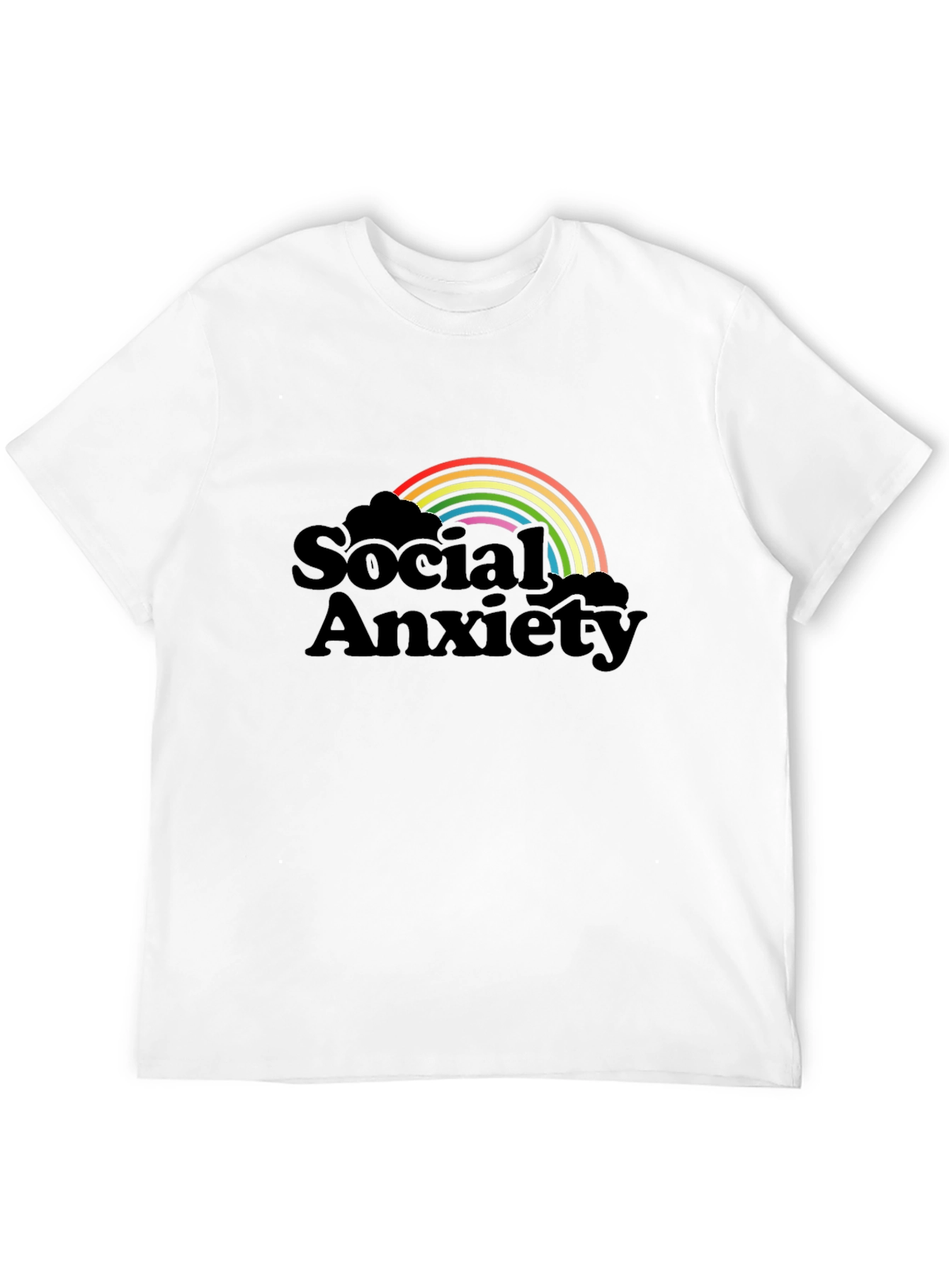 Social Anxiety Rainbow Graphic T-Shirt - Black