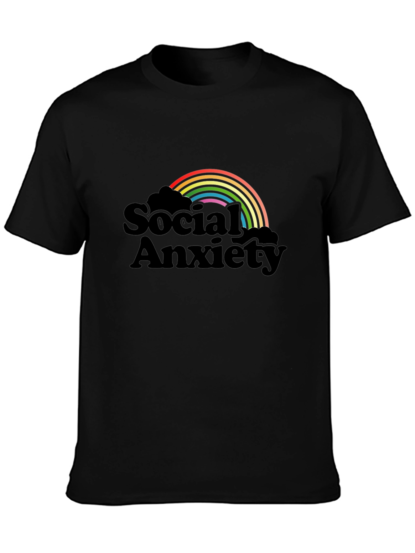 Social Anxiety Rainbow Graphic T-Shirt - Black