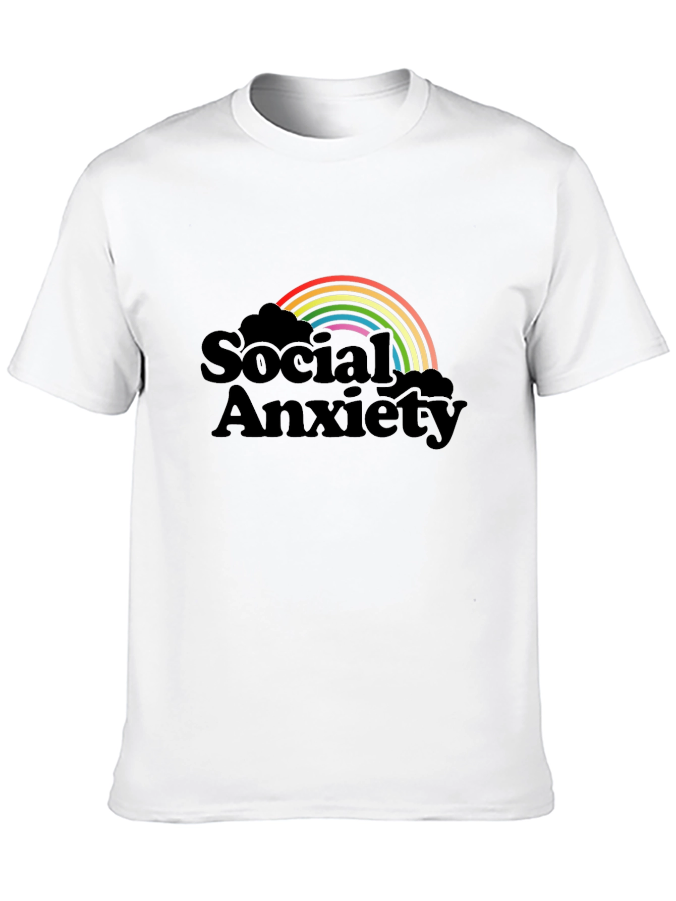 Social Anxiety Rainbow Graphic T-Shirt - Black