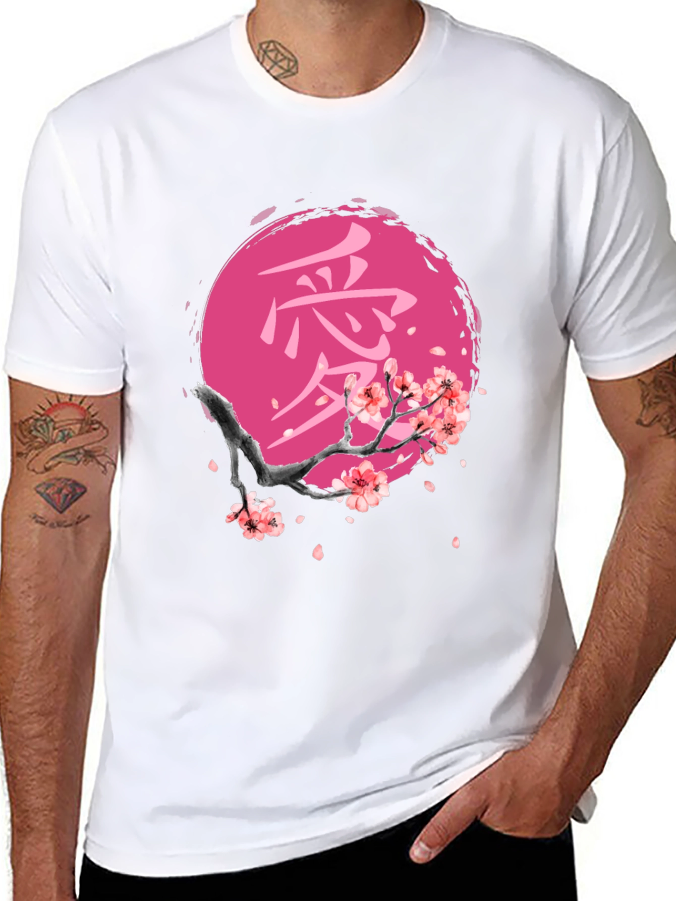 Japanese Cherry Blossom Black T-Shirt