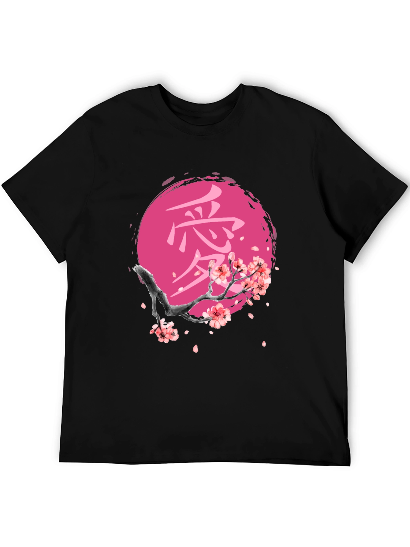 Japanese Cherry Blossom Black T-Shirt