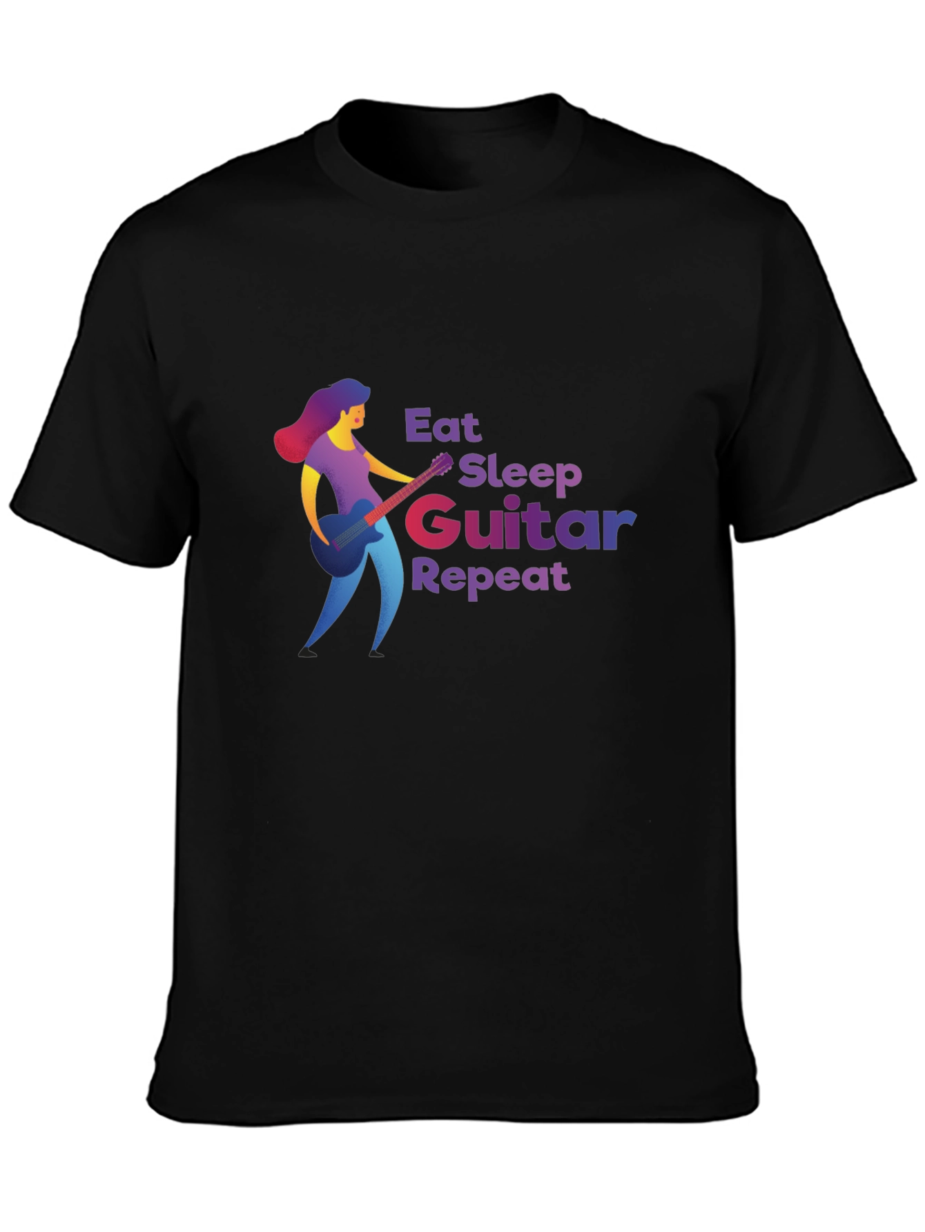 Eat Sleep Guitar Repeat Black T-Shirt