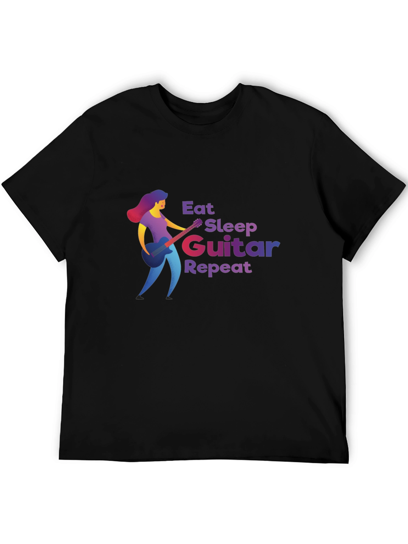 Eat Sleep Guitar Repeat Black T-Shirt