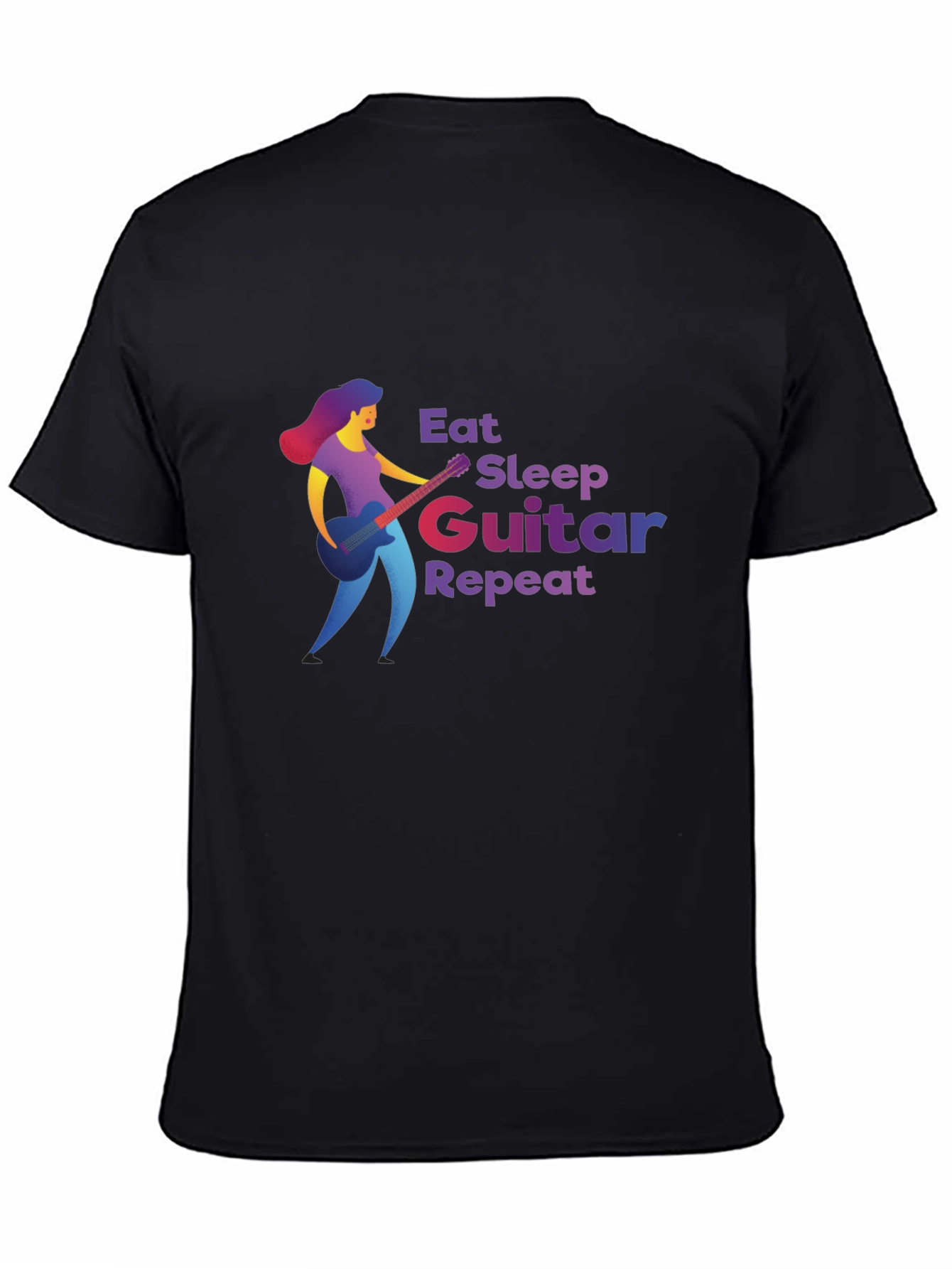 Eat Sleep Guitar Repeat Black T-Shirt