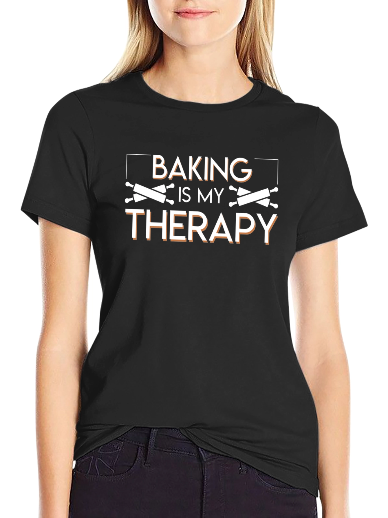 Baking Is My Therapy T-Shirt - Unisex Black Tee