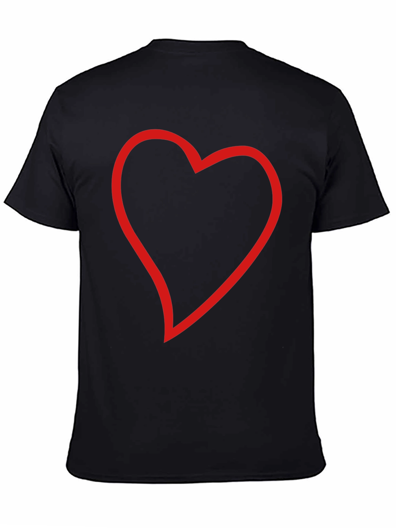 Black T-Shirt with Red Heart Outline