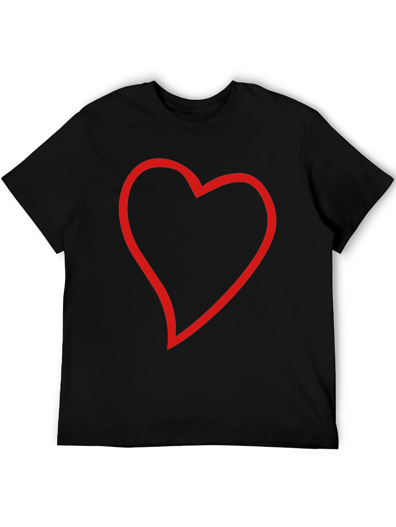Black T-Shirt with Red Heart Outline