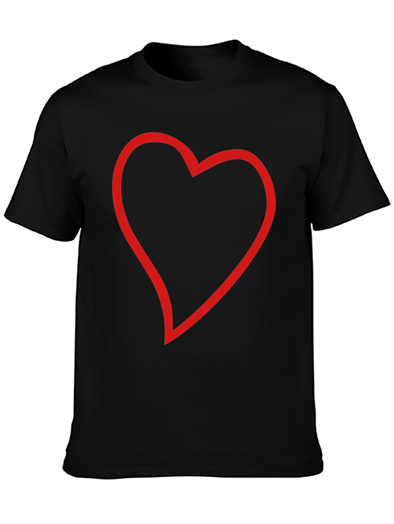 Black T-Shirt with Red Heart Outline