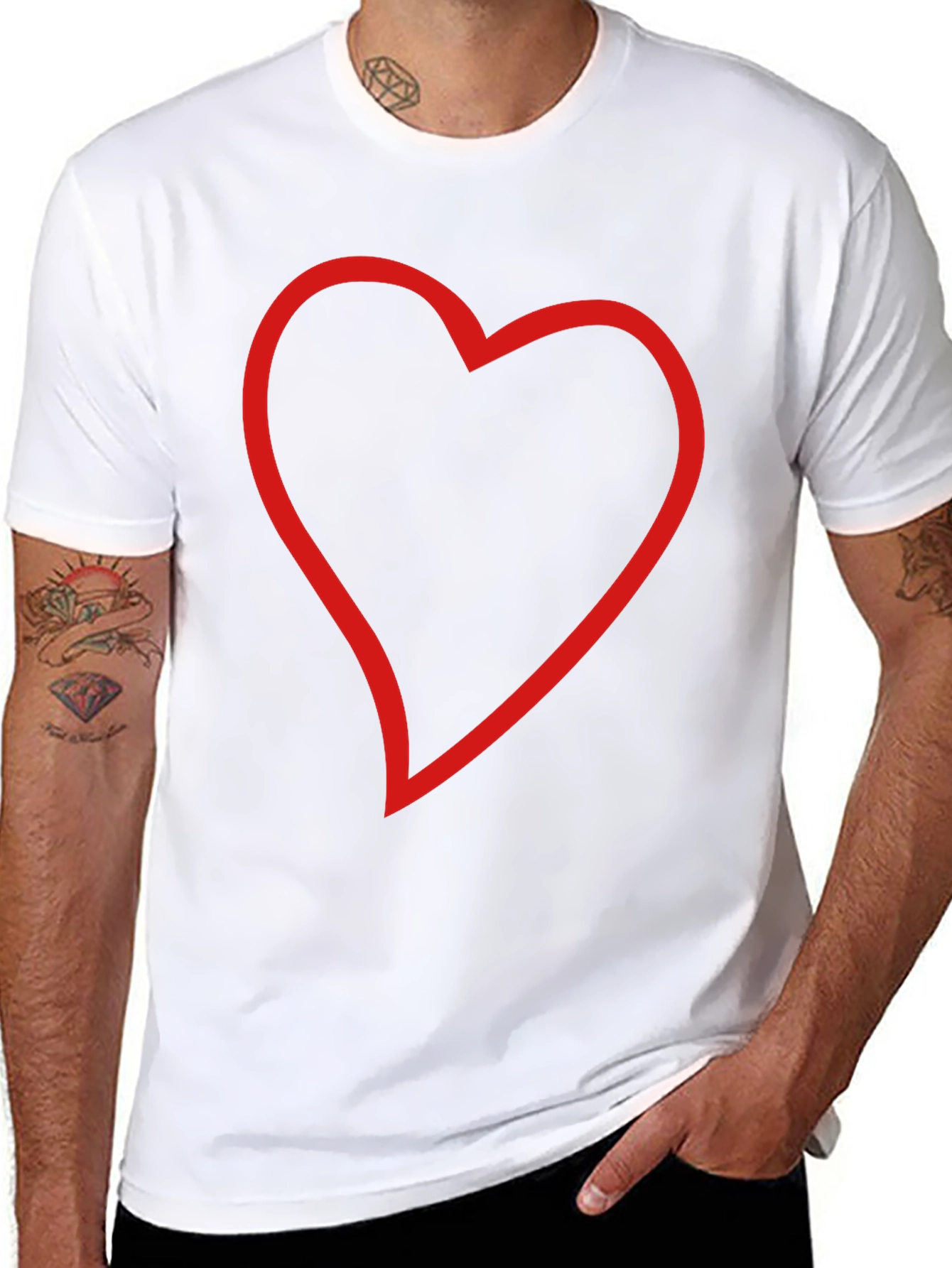 Black T-Shirt with Red Heart Outline