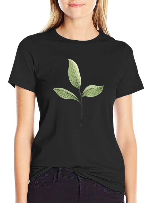 Leaf Print Black T-Shirt