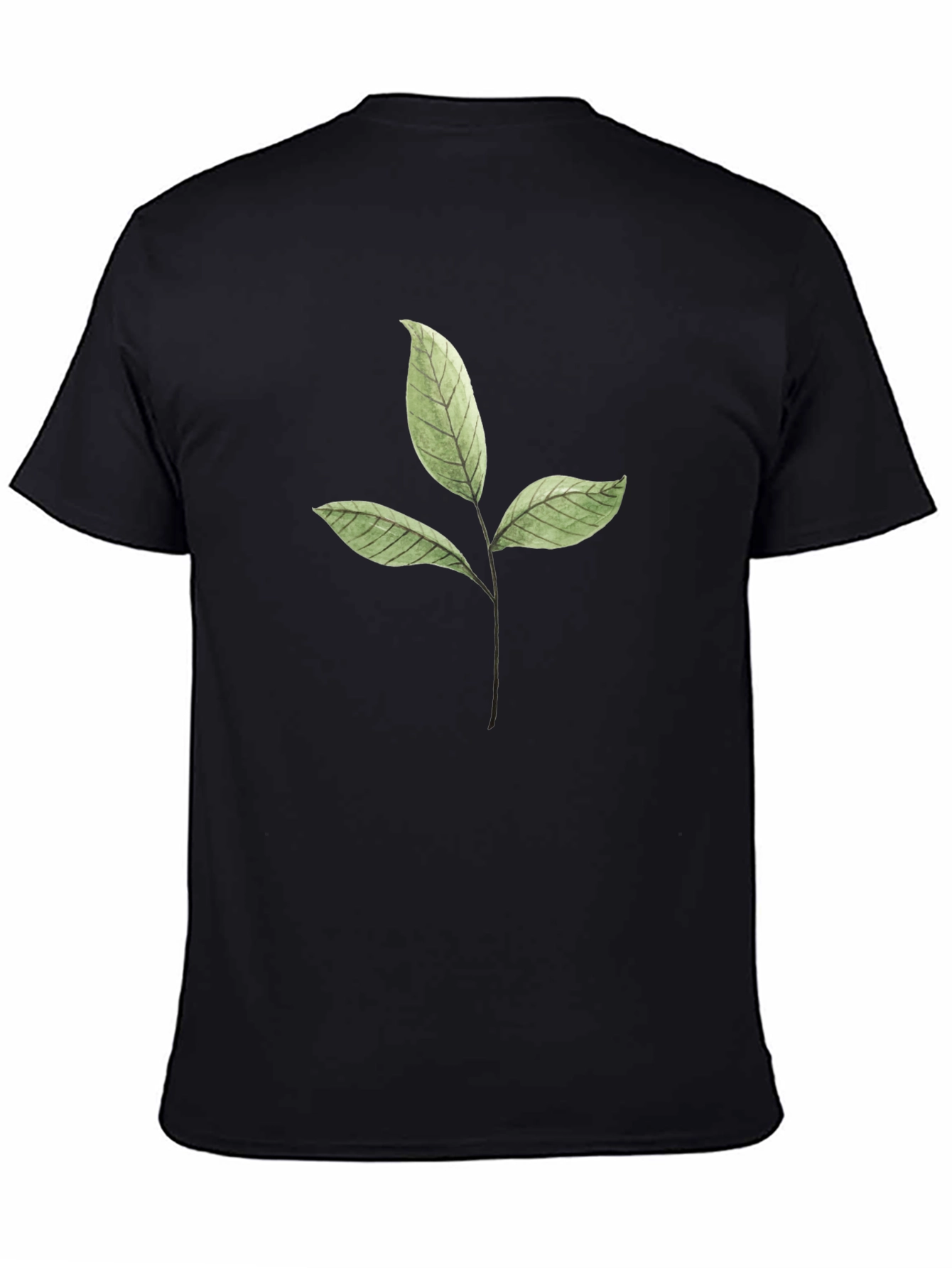 Leaf Print Black T-Shirt