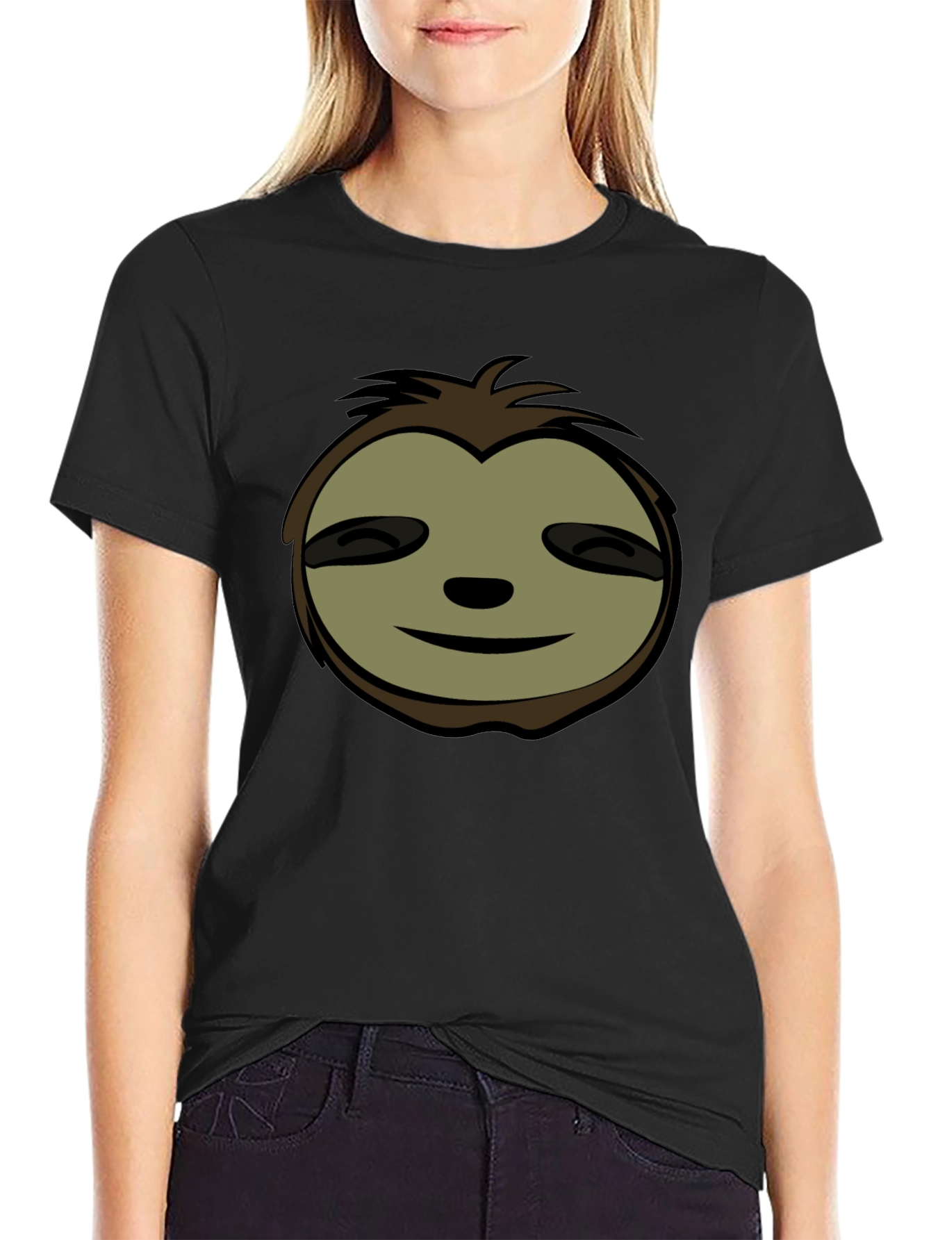 Cool Sloth Face Graphic T-Shirt