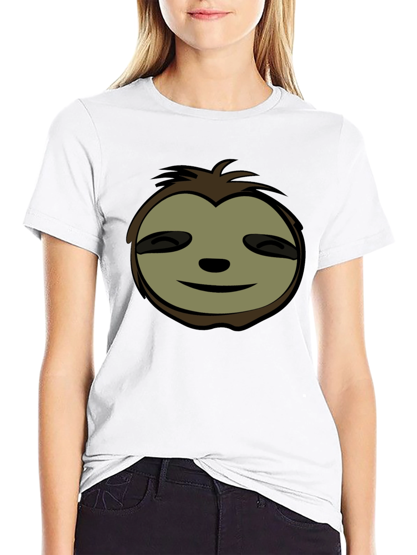 Cool Sloth Face Graphic T-Shirt