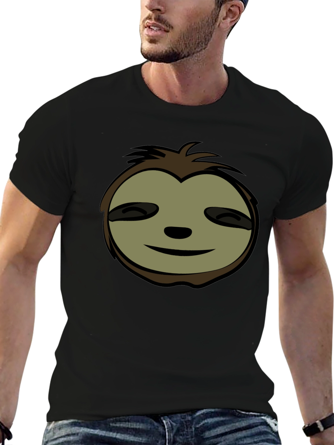 Cool Sloth Face Graphic T-Shirt