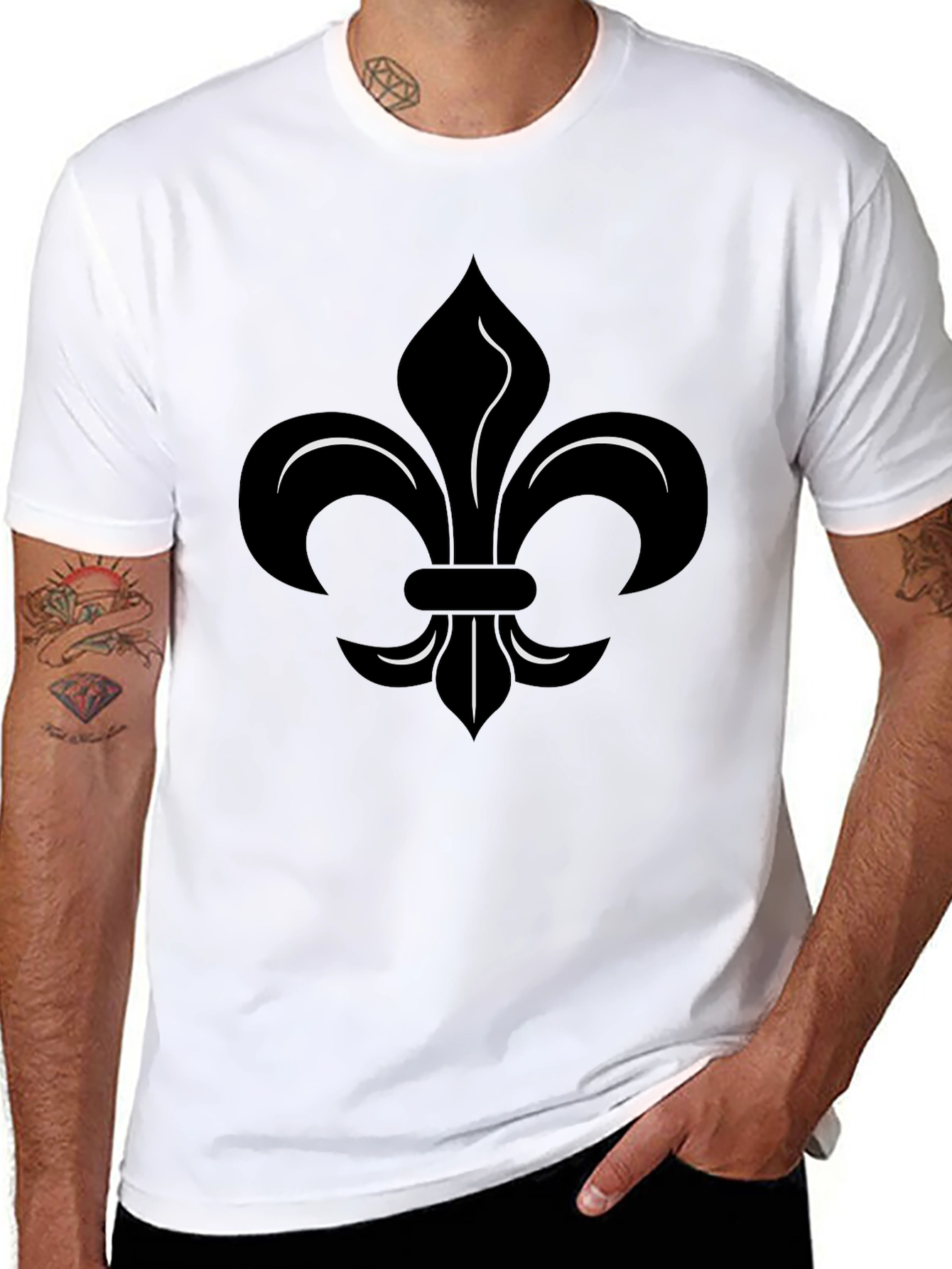 Black Fleur-de-Lis Graphic Tee - Stylish Menswear