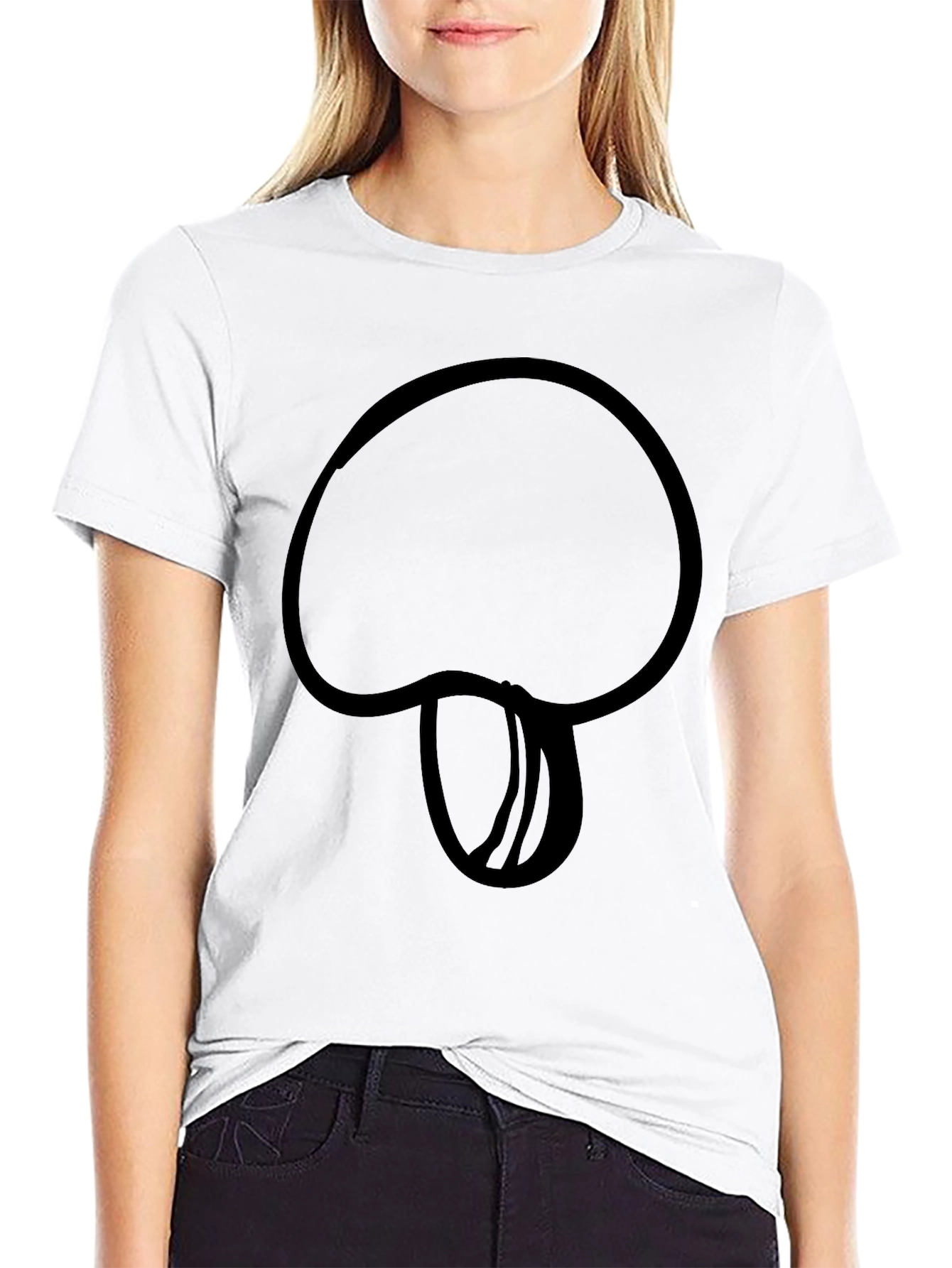 Mushroom Outline Black T-Shirt - Casual Style