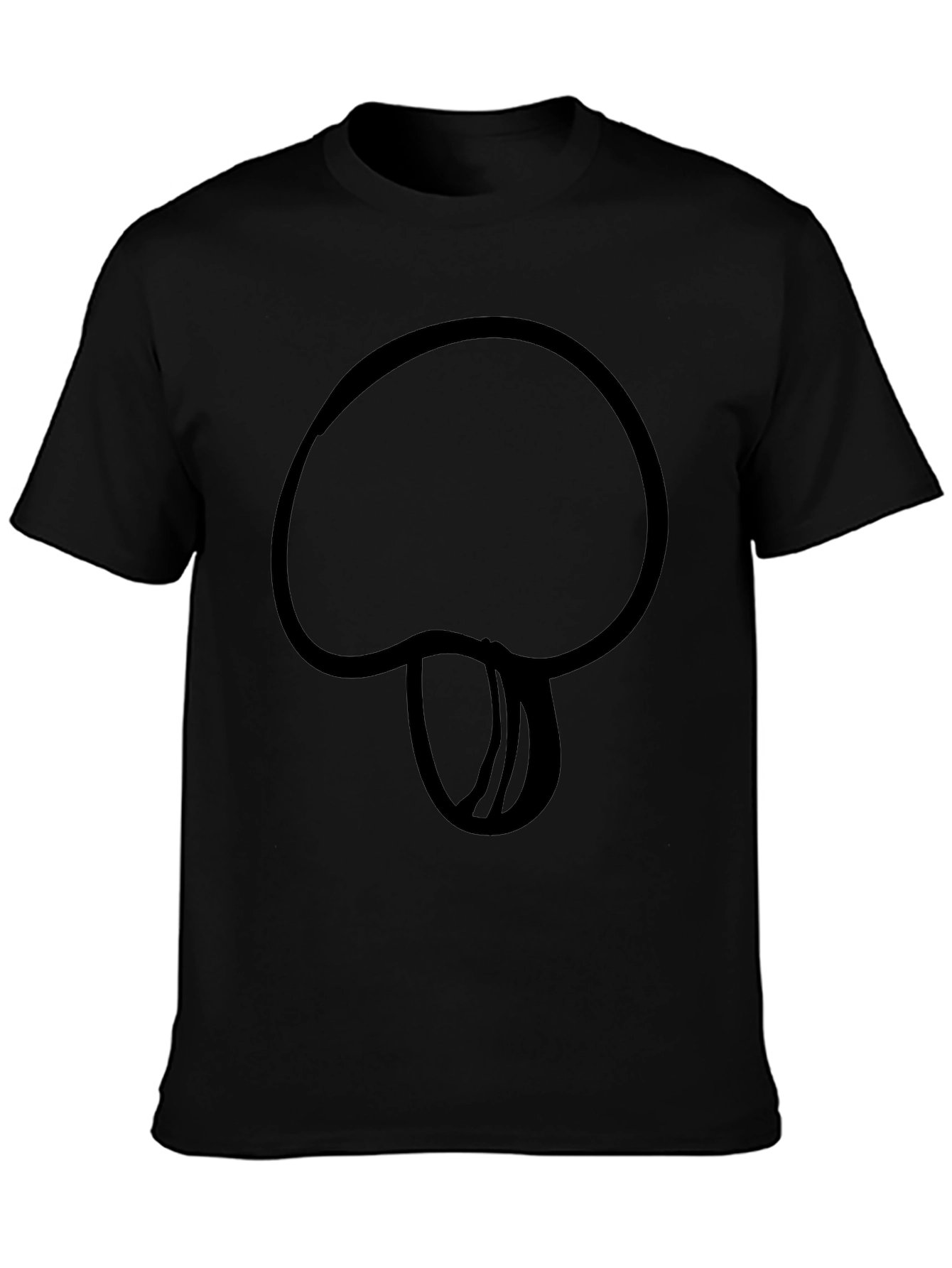 Mushroom Outline Black T-Shirt - Casual Style