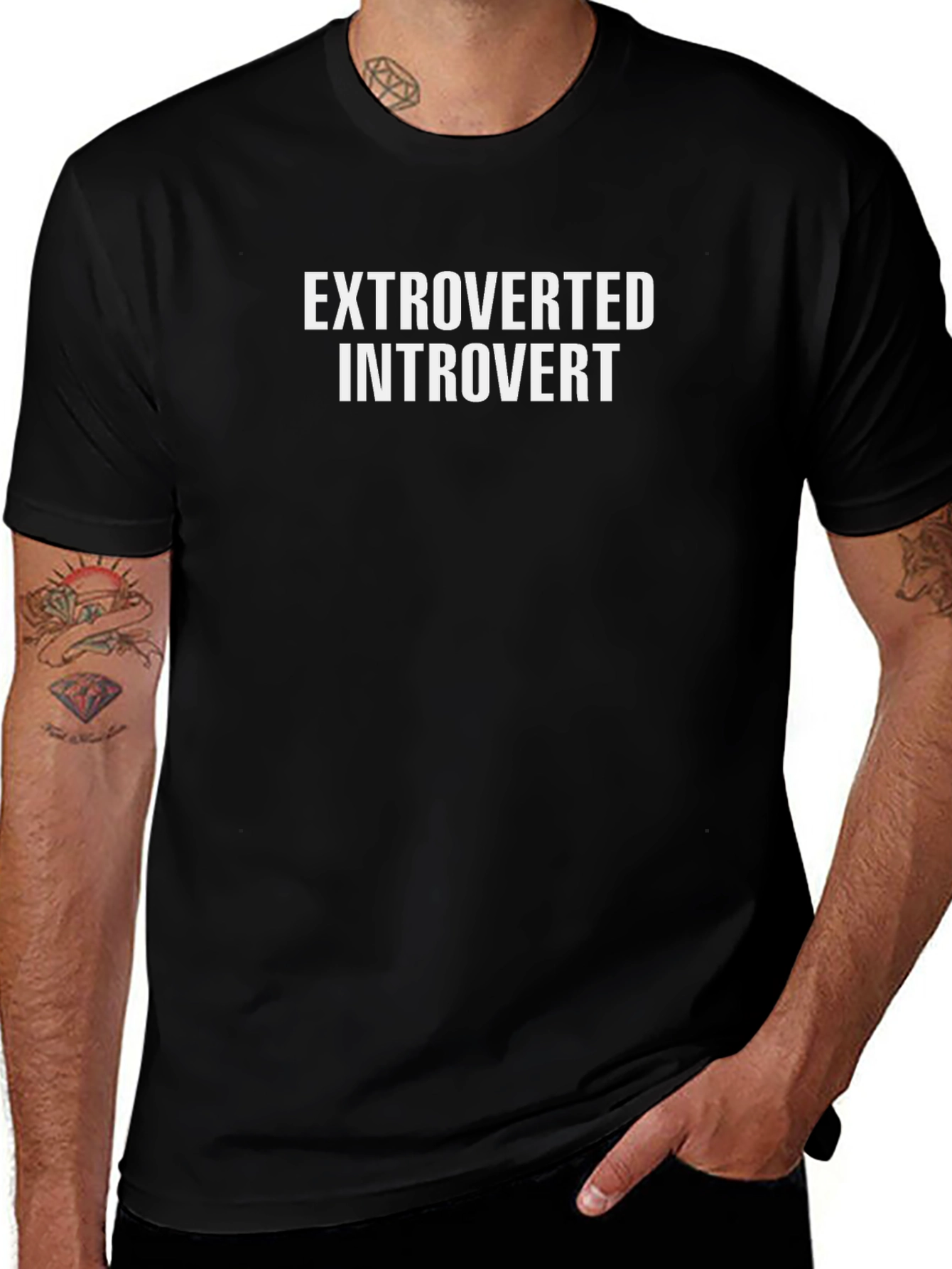 Extroverted Introvert Graphic Tee - Black