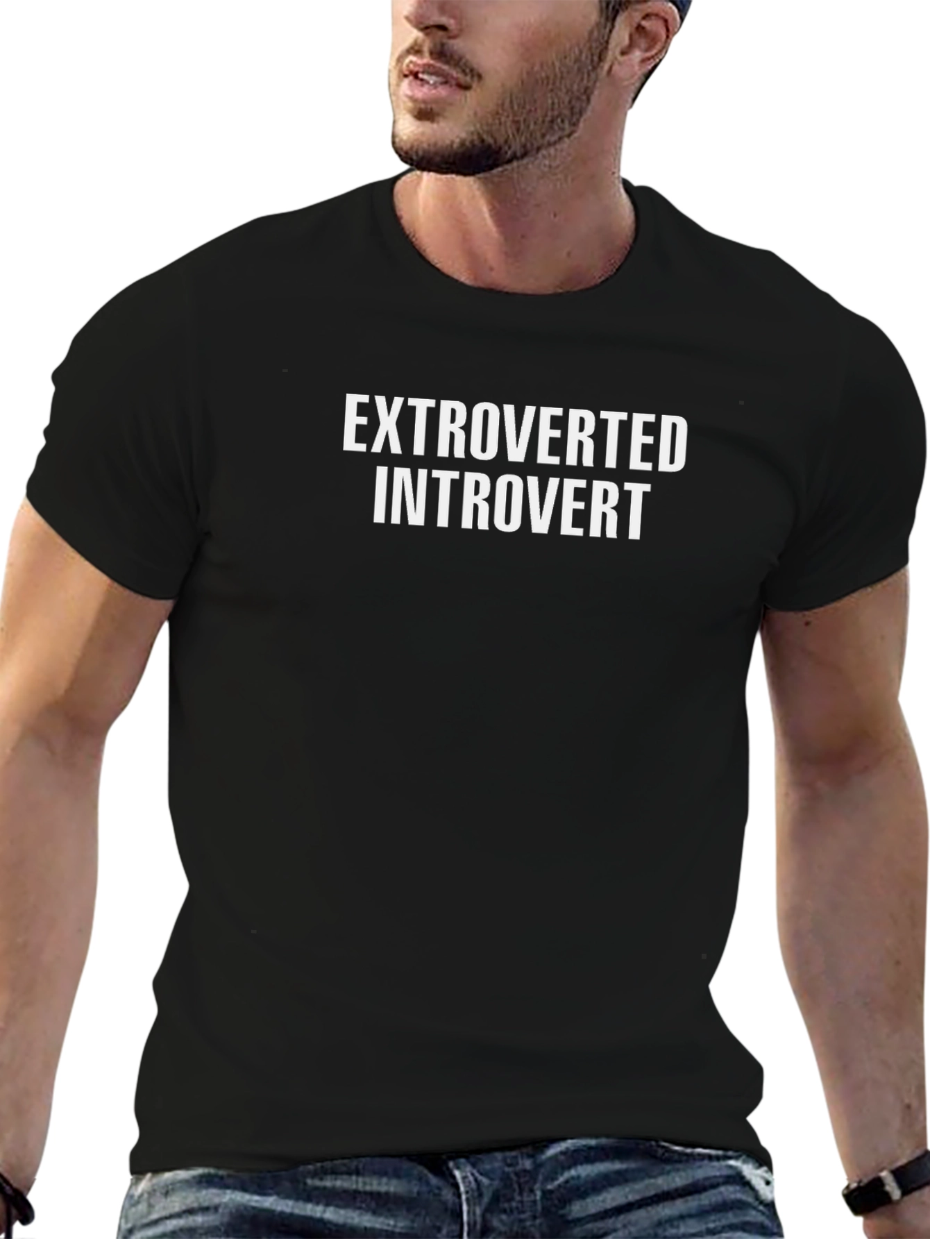 Extroverted Introvert Graphic Tee - Black