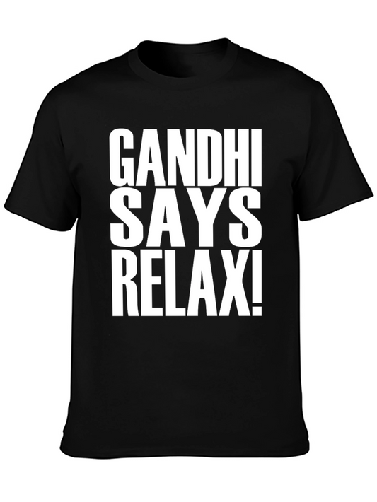 Gandhi Says Relax! Black Graphic T-Shirt