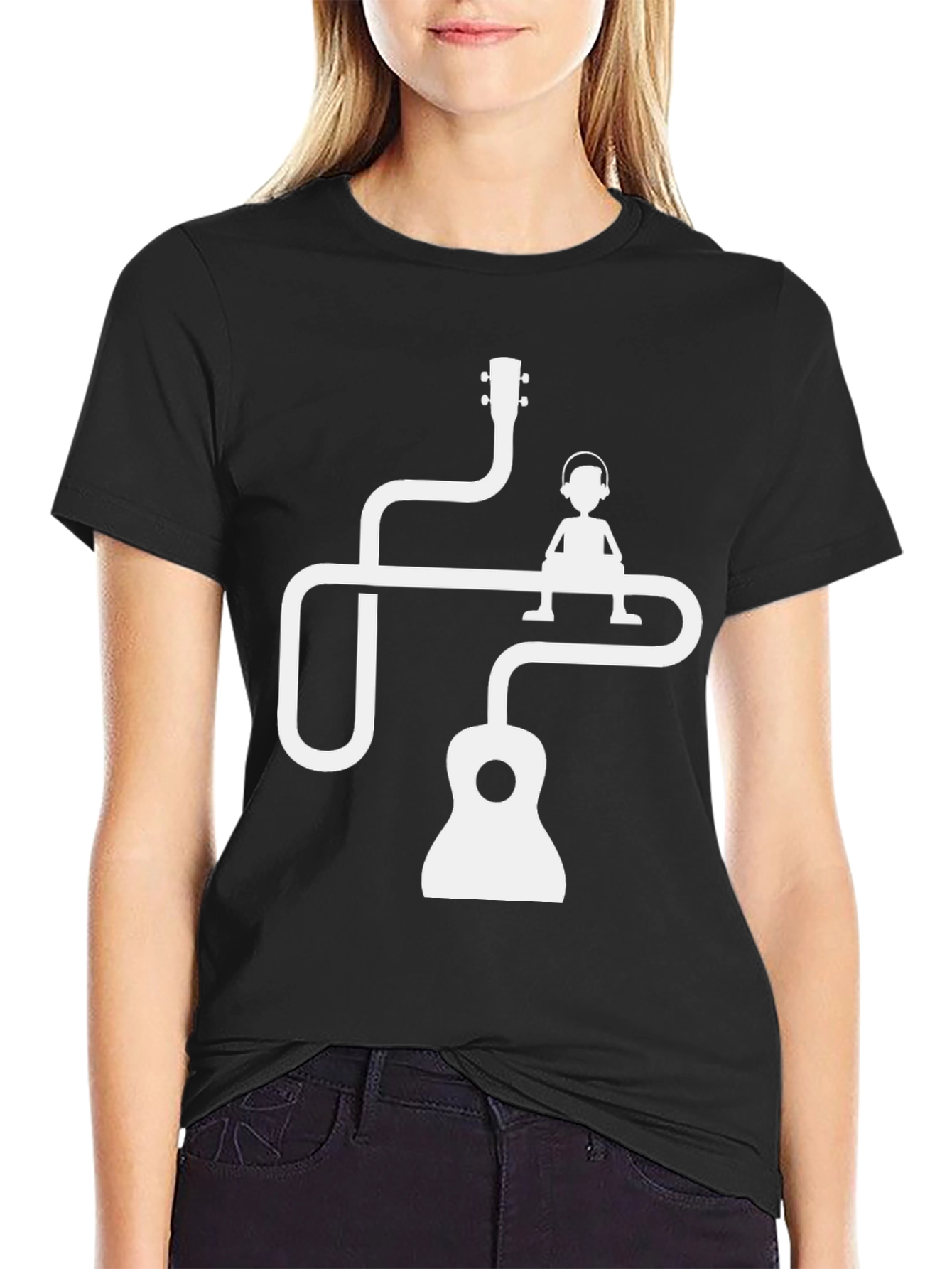 Musicians Tee: Guitar Man Graphic Black T-Shirt