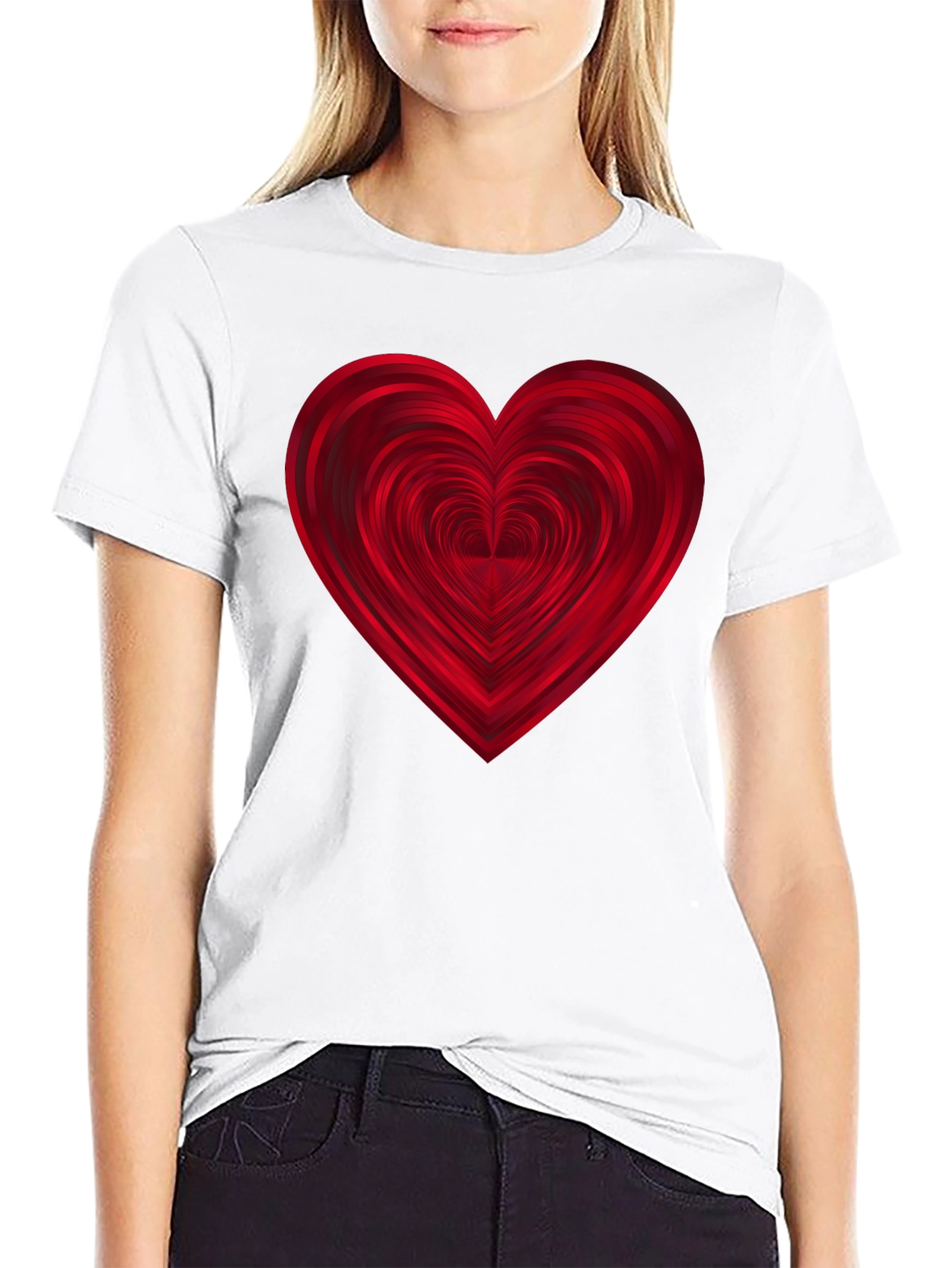 Heart Graphic Print Black T-Shirt